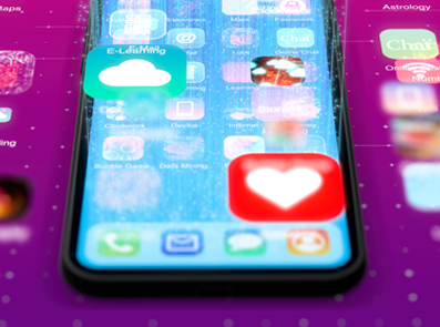 Smartphone mit Herzsymbol als App-icon