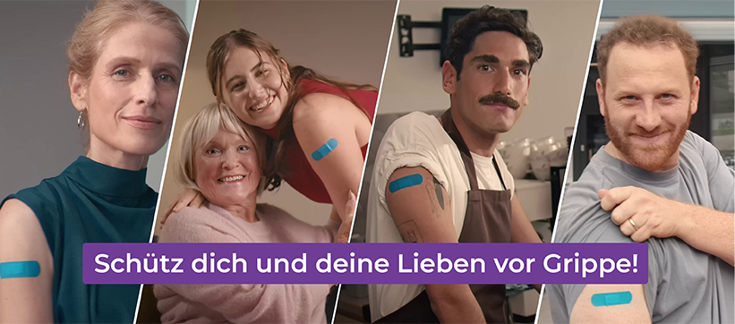 Menschen in verschiedenen Lebenssituationen und Rollen haben sich gegen Influenza impfen lassen.